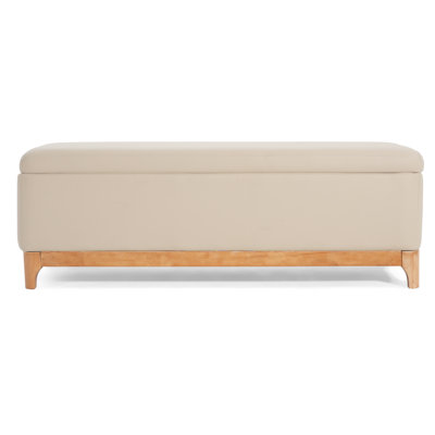 Lyndes Contemporary Storage Ottoman With Lift-Top And Scandinavian Wood Legs