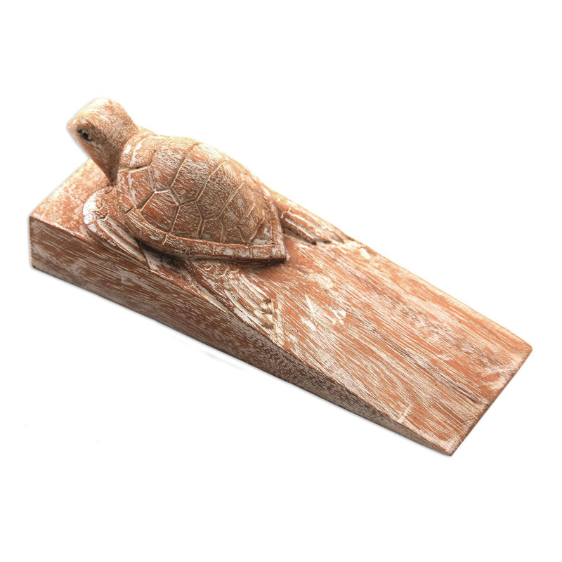 Gamino Baby Turtle Wood Wedge Floor Stop, Light Brown
