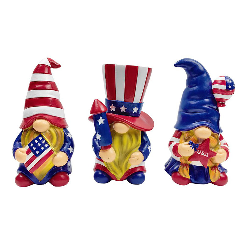 Trio de gnomes patriotiques, ensemble de trois abat-jour 6 "et décoration du 4 juillet
