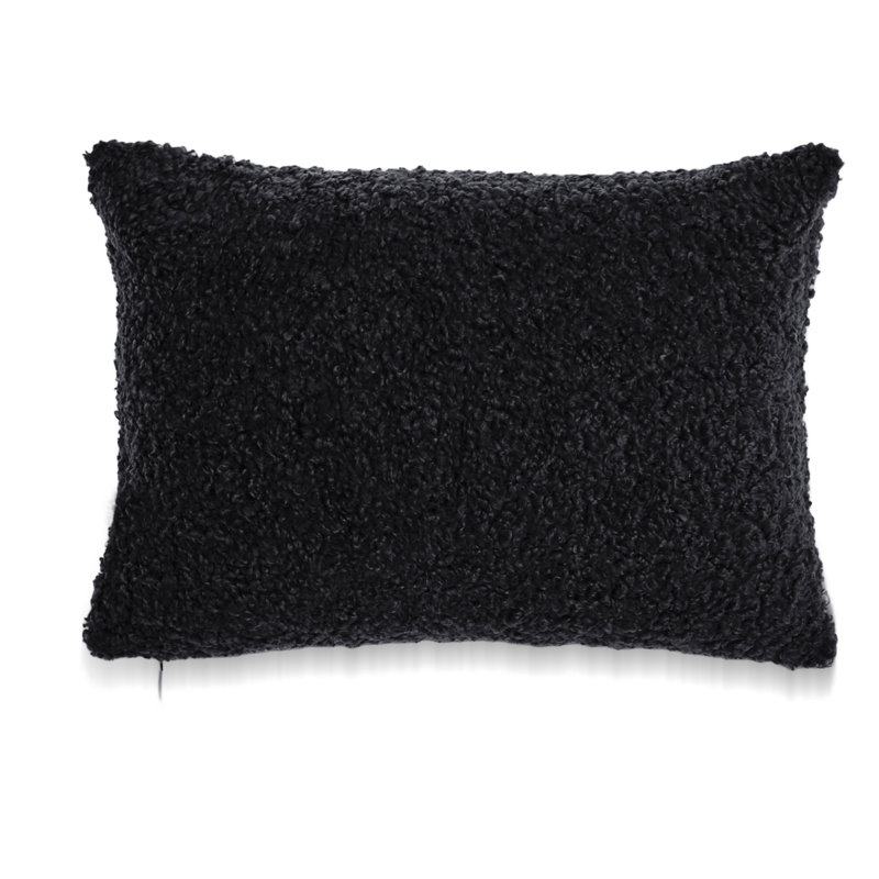 Coussin décoratif réversible FRENCH BOUCLE, 14" H x 20" W, Housse de coussin seulement - sans coussin, Noir