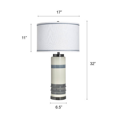 Ceramic Table Lamp - Labin Blue - White Shade