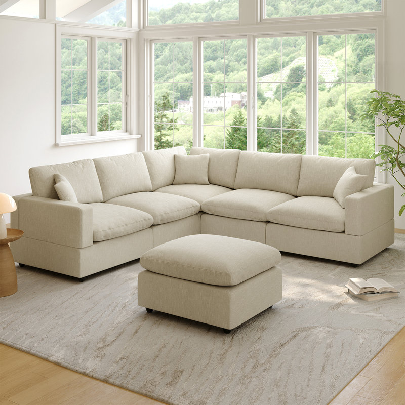 Cloud Couch Modular Sectional Sofa, Deep Seat Convertible Modular Couches For Living Room, Modern Comfy Down Filled Soft Cloud Sectional Sofa