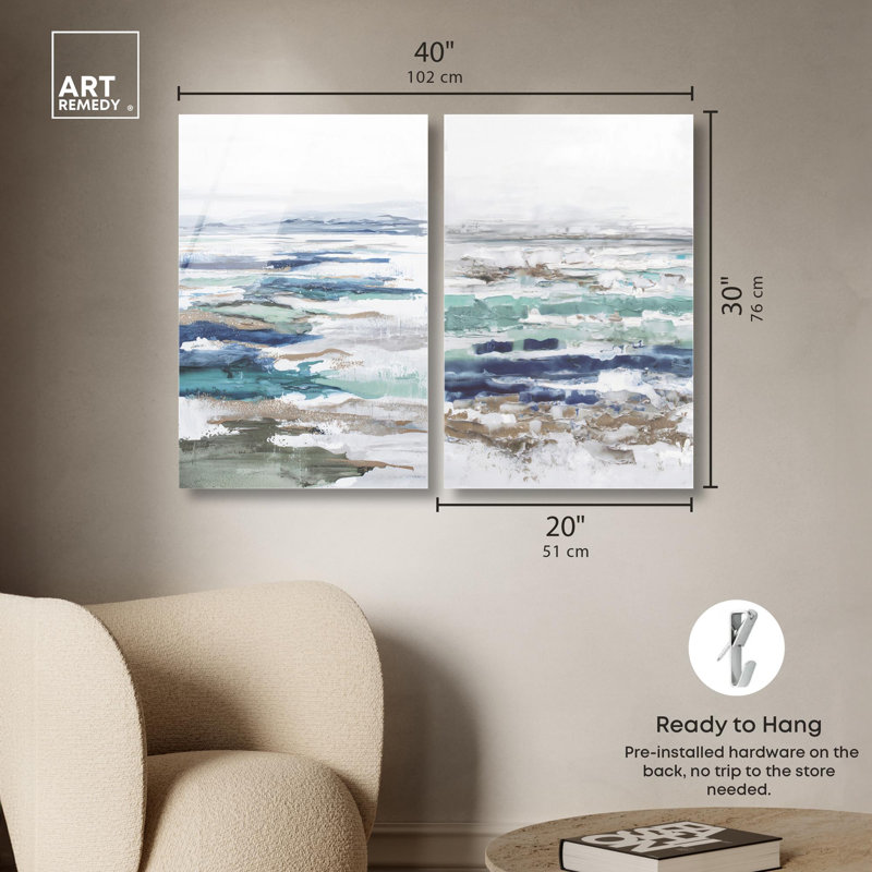 Coral Coastal Blue Art , H 30 po x l 40 po