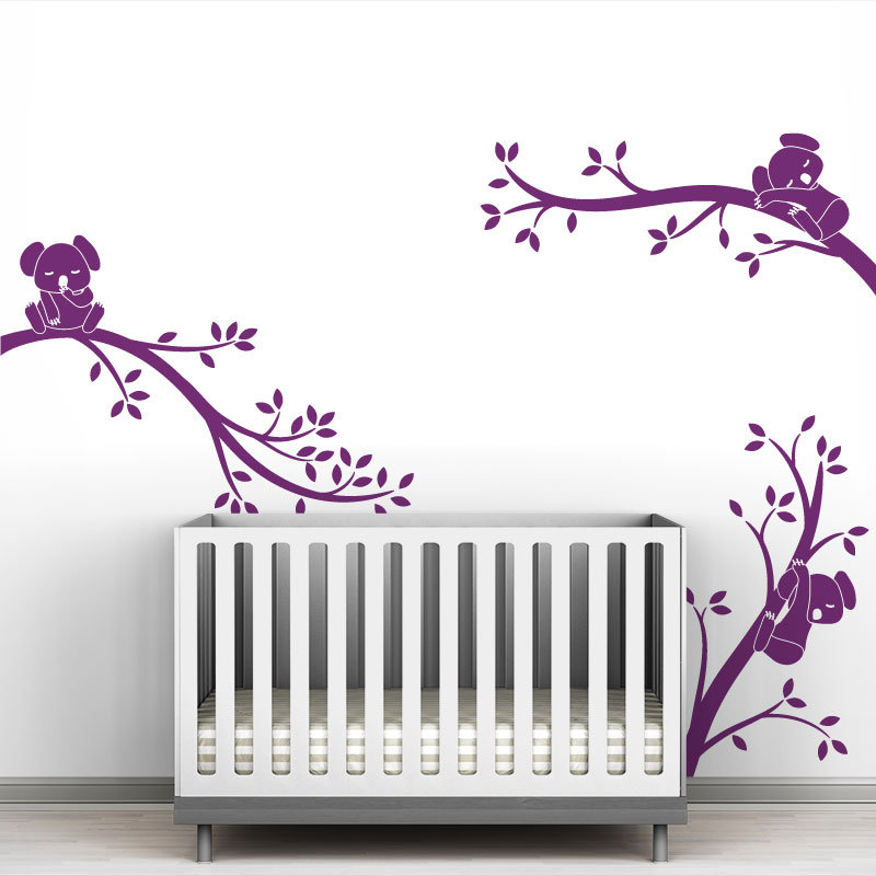 Décalcomanie murale branches monochrome tree branches Koala, Violet