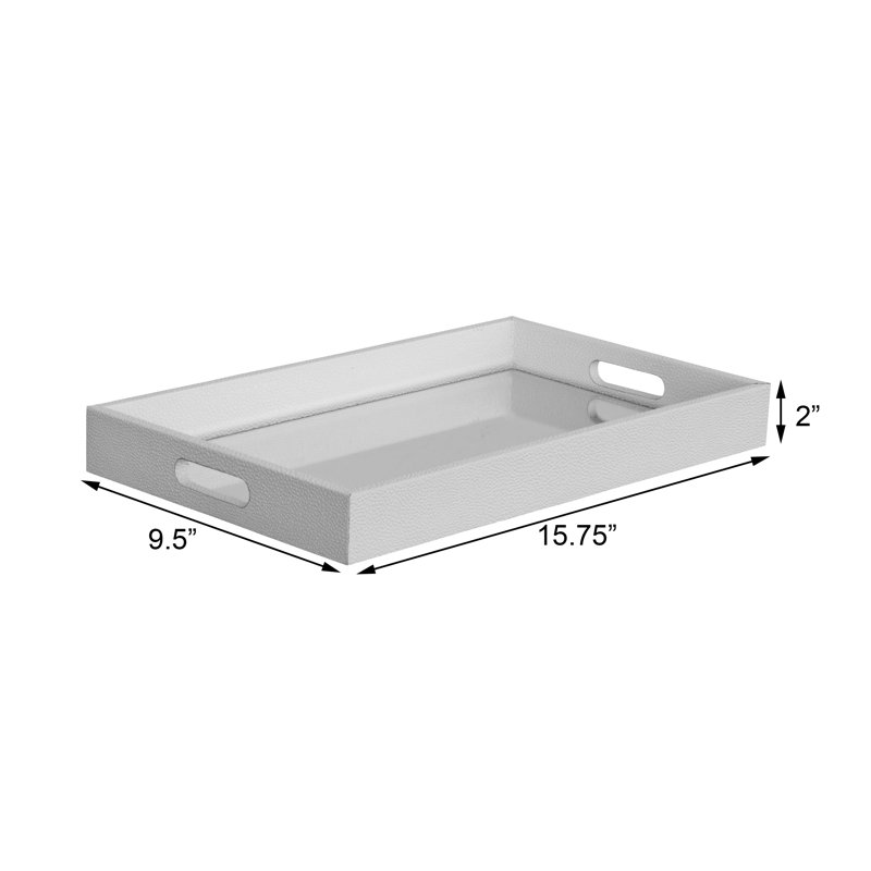 Plateau chagrin et miroir 16 po Flippin, Blanc