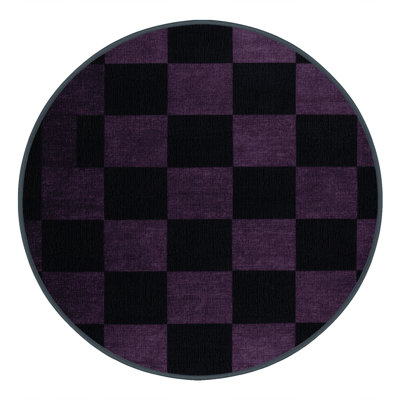 Machine Washable Checkered Gray Area Rug