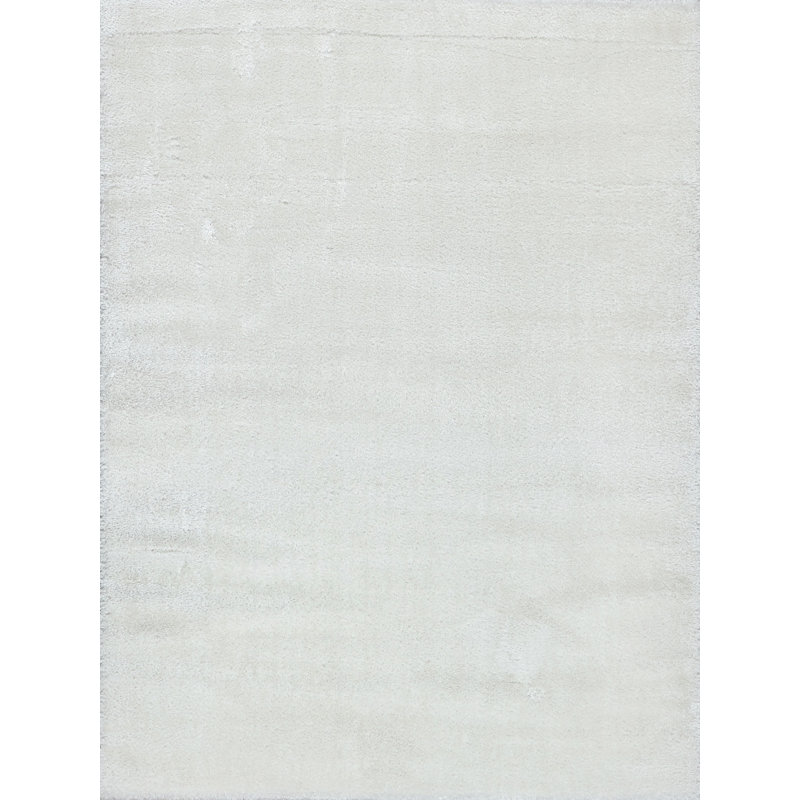 Luxe Shag Powerloom Microfiber/Polyester Area Rug in Ivory, Rectangle 2' x 3'