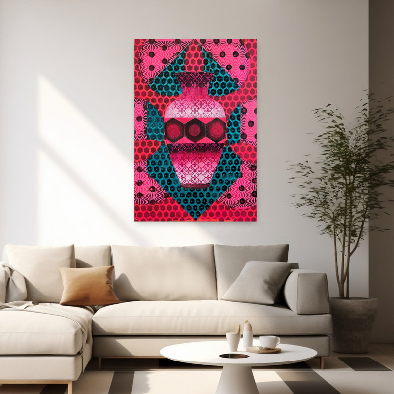 Art contemporain contemporain abstrait géométrique, H 60 po x l 40 po
