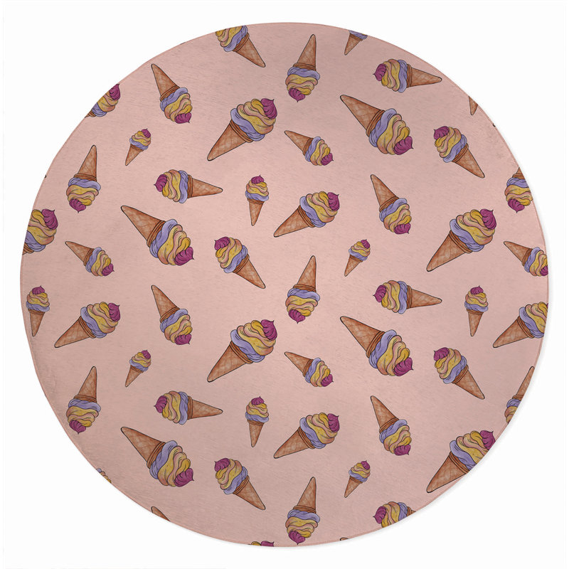Summer Ice Cream Outdoor Rug, Round 5'