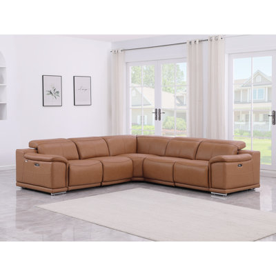 Canapé modulaire inclinable en cuir italien 5 pièces Crasia