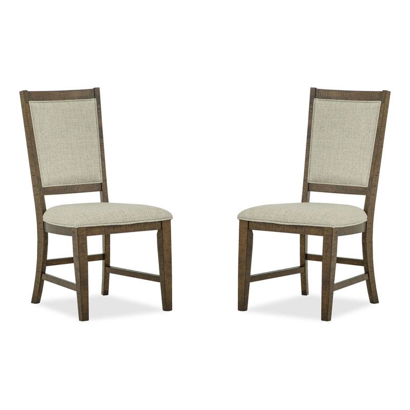 Extendable Trestle Dining Table With 6 Upholstered Side Chairs And Buffet, 8 Pieces: Table, Buffet, 6 Chairs