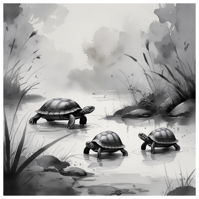 Tapis de bain Tortues dans l'eau, L 24 po x L 17 po