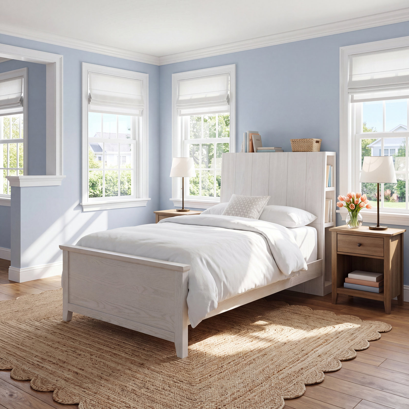 August Complete Bookcase Bed With LED Light, Twin
