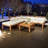 Luxury Acacia Wood Modular Patio Sofa Set - L-Shaped Outdoor Sectional with Convertible Daybed, Ottoman & Weatherproof Cushions