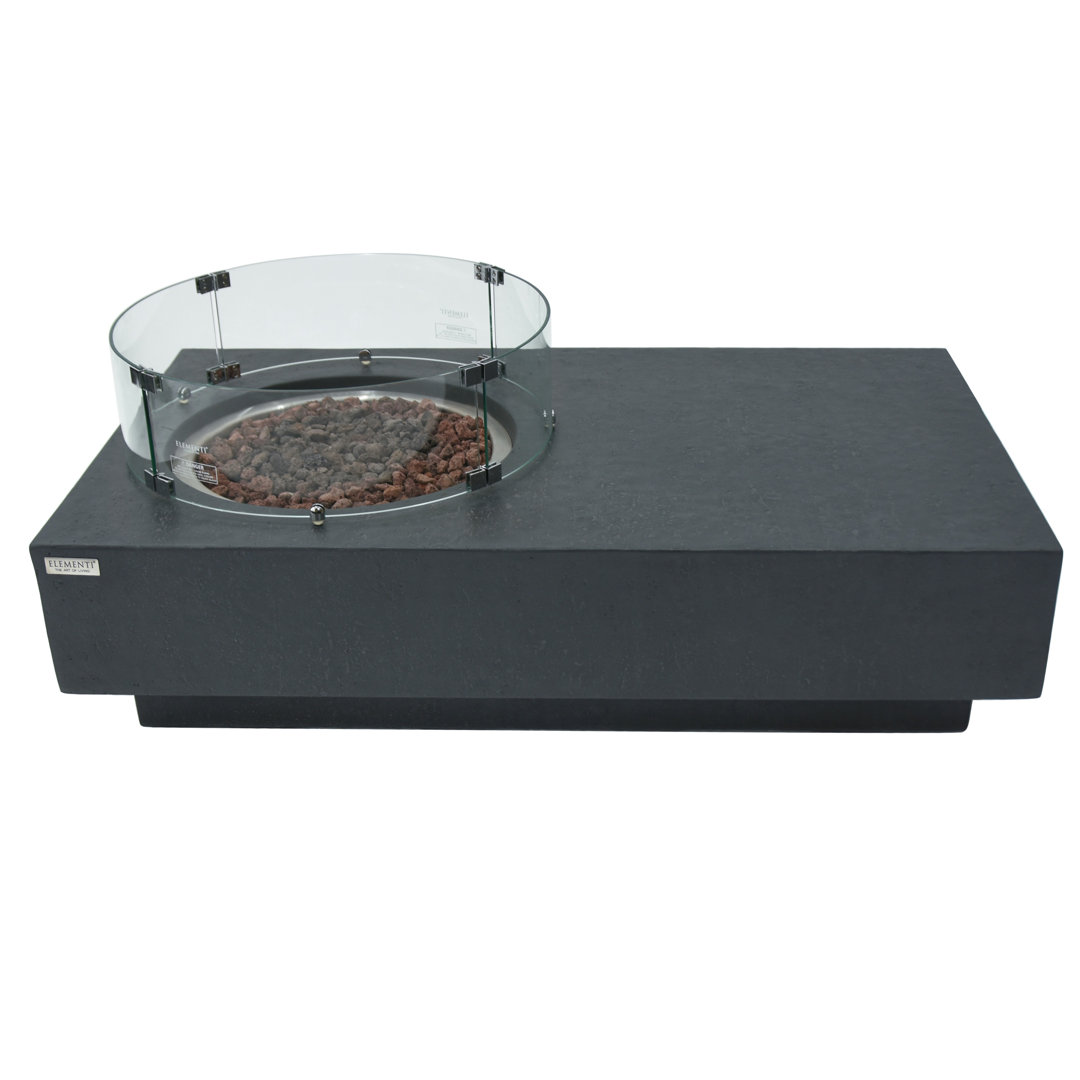 Metroplis 56" Outdoor Concrete Fire Table 45,000 BTU - Includes Lava Rocks and PVC Cover Elementi Fuel 