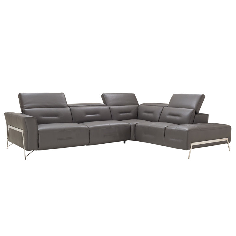 Canapé modulaire en cuir gris foncé, Orienté à droite