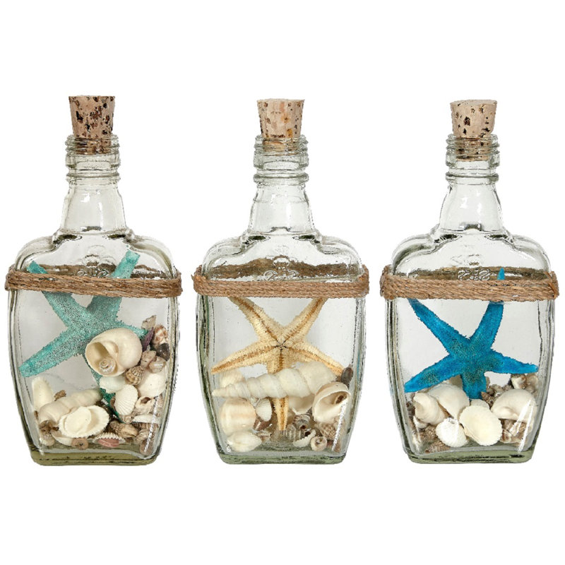 Brumley Starfish and Shell in Bottle, Green/Blue/Ivory/Clear