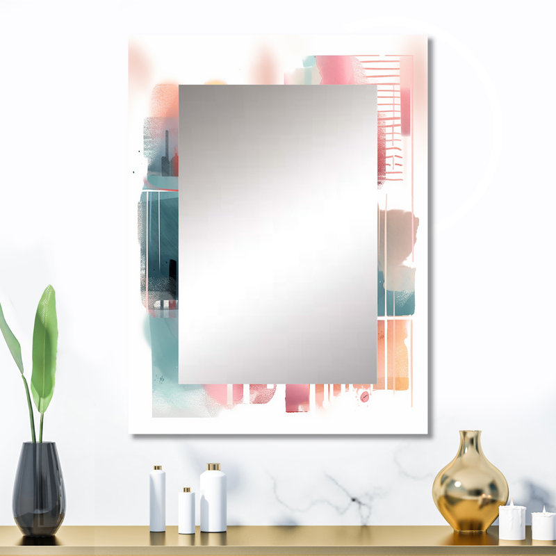 Orange et bleu, expressions artistiques V - grand miroir mural géométrique, miroir décoratif moderne, impression d'art en métal
