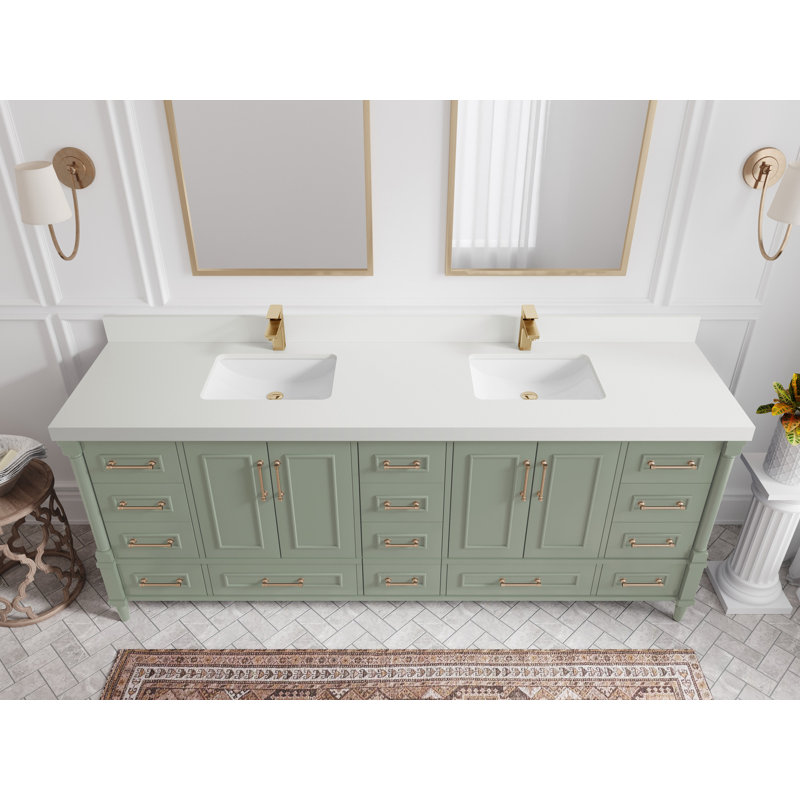 Ensemble de meuble-lavabo double 84 po Aberdeen, WWCL1518, À feuilles persistantes