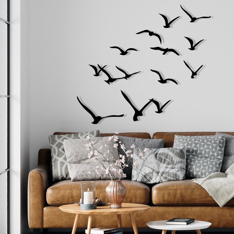 Elegant Decorative Metal Wall Accessory Set (11 Pieces), Black Finish, Sizes Range from 4.7 x 11.8 inches to 12 x 11.5 inches | 100% Metal, Thickness: 0.05 inches | Perfect for Home Décor, Unique Bird Designs