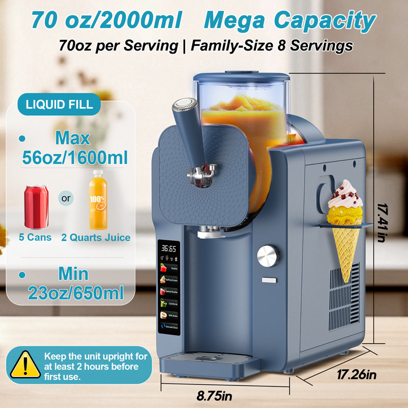 Machine à crème glacée, machine à crème glacée molle et machine à barbotine pour la maison, pour les smoothies, les milkshakes, les cocktails et diverses saveurs de crème glacée