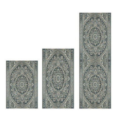  Tapis de cuisine 3 pièces grands tapis bohémiens tapis antidérapants lavables absorbants en microfibre peluches tapis de cuisine pour plancher de cuisine évier buanderie foncé décor à la maison