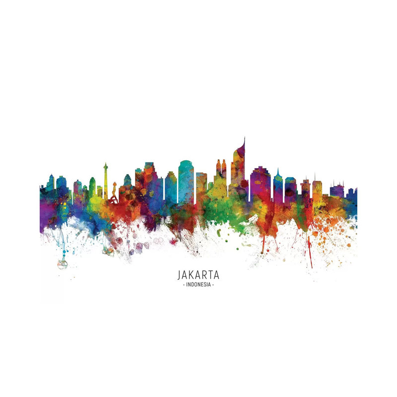 Jakarta Indonesia Skyline by Michael Tompsett - Wrapped Canvas Gallery-Wrapped Canvas Giclée, 20.32 cm H x 30.48 cm W