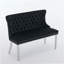 Banc en velours pour causeuse double pour la salle à manger, sièges de cuisine et de salle à manger, banc capitonné à 2 places avec boutons faits à la main, dossier à oreilles, pieds en acier inoxydable argenté brossé, style Mid-Century, paquet simple, noir-498059582