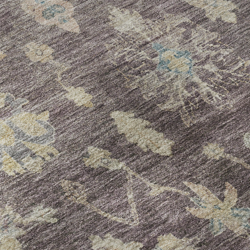 Tapis damassé de qualité supérieure Mayfield AMF2355, Aubergine, Rond 8 pi