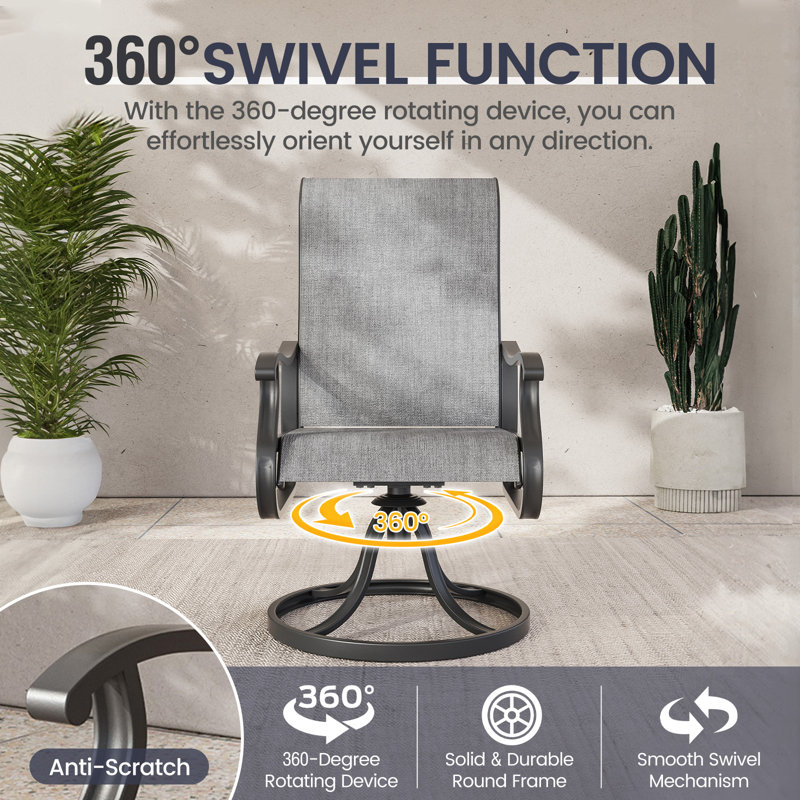 Avionce Outdoor Dining Armchair With Table, Light Gray