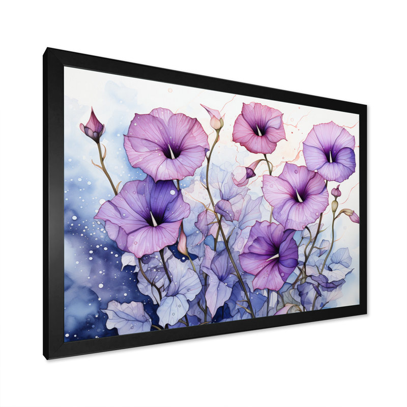 " Purple Morning Glory Graceful IV ", Cadre simple noir, H 12 po x l 20 po x P 1 po