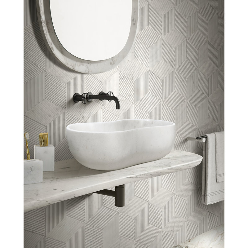 Marble Bathroom Vessel Sink, White