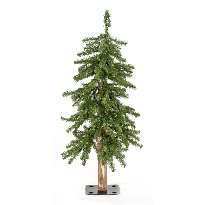 Arbre de Noël artificiel pin vert pré-éclairé 3 pi avec 50 lumières blanches