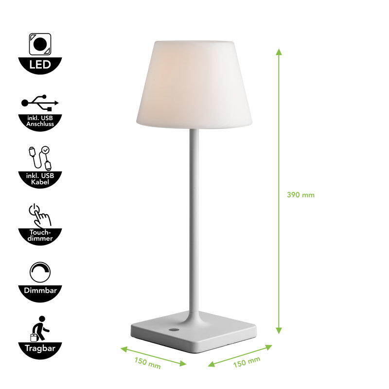 Agilmar Metal USB Table Lamp, White