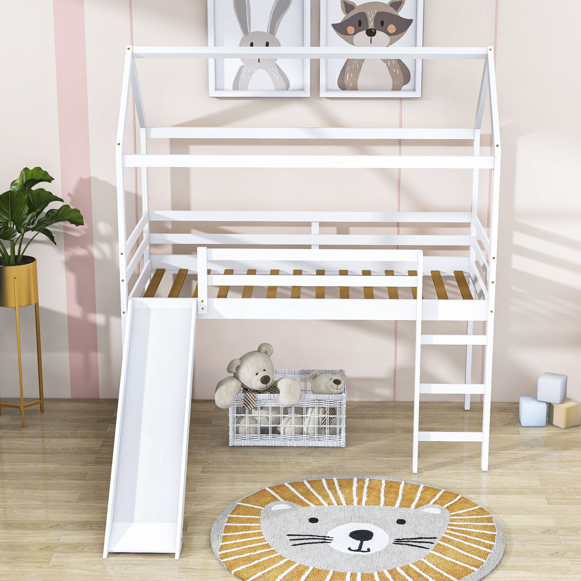 Harper Orchard Melisa Twin Loft Bed with Slide | Wayfair