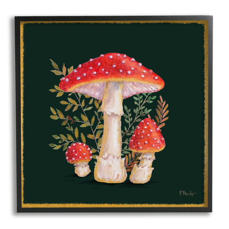 Conception d'art sur toile Stupell Industries par Champignons rouges et fougères par Paul Brent, H 12 po x l 12 po x P 1,5 po