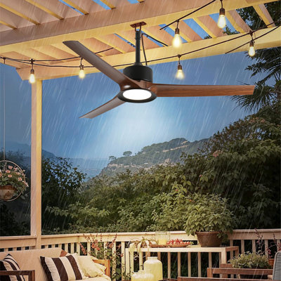 52-Inch Waterproof Outdoor Gazebo Ceiling Fan with LED Light and Remote