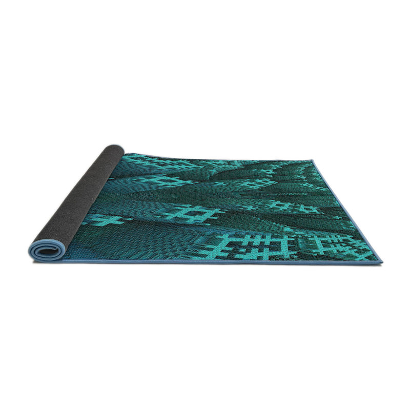 Tapis bleu aqua tissé à la machine, Rond 8 pi