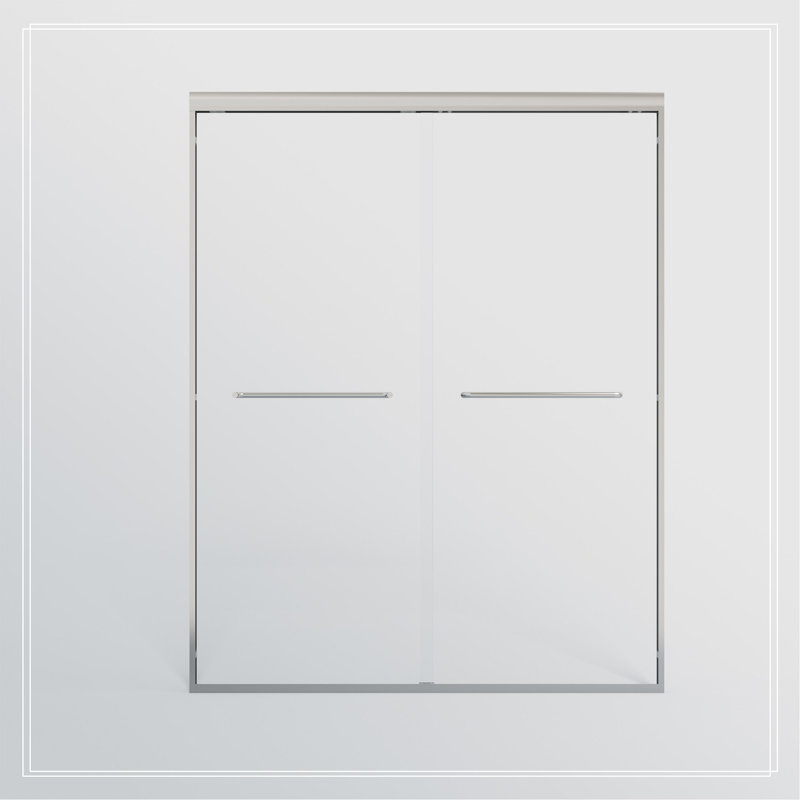 44-48 In. W X 72 In. H Double Sliding Shower Door, Semi-Frameless Bypass Bathroom Sliding Door With 1/4" (6Mm) Tempered Glass For Walk-In Shower