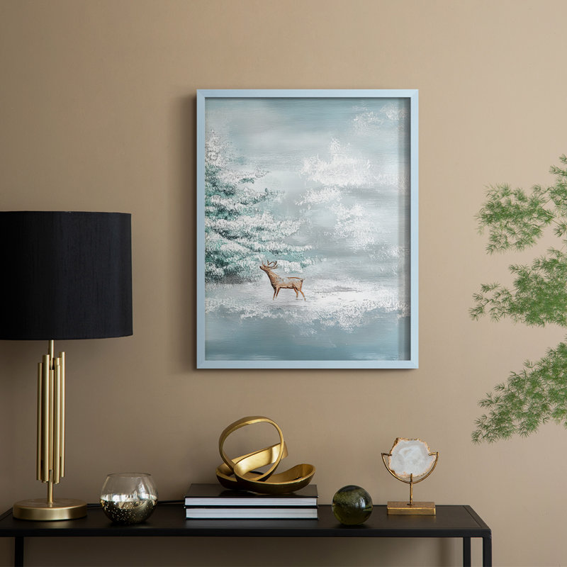 «Christmas Holiday Art», reproduction encadrée CL XXV - bois massif, Bleu, H 30 po x l 24 po