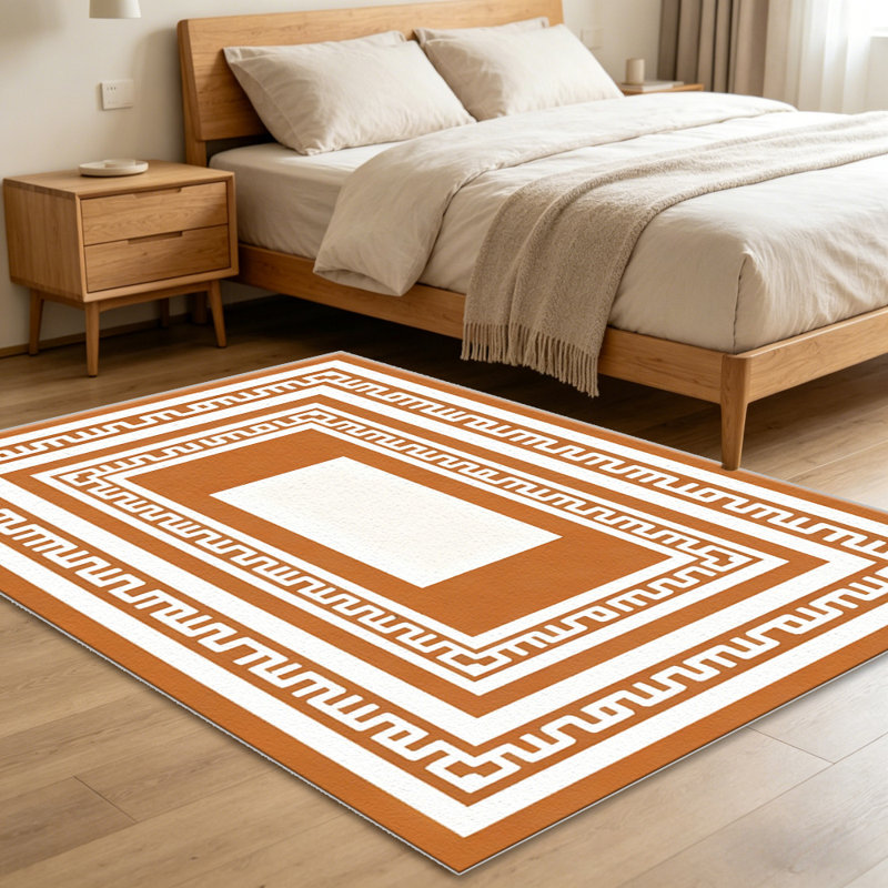 Orange Greek Key carpet-easy to clean, machine-washable, soft and comfortable; suitable for door mats, kitchens, living rooms, bedrooms, corridors, and laundry areas. Easy to clean, durable carpet for home decoration.