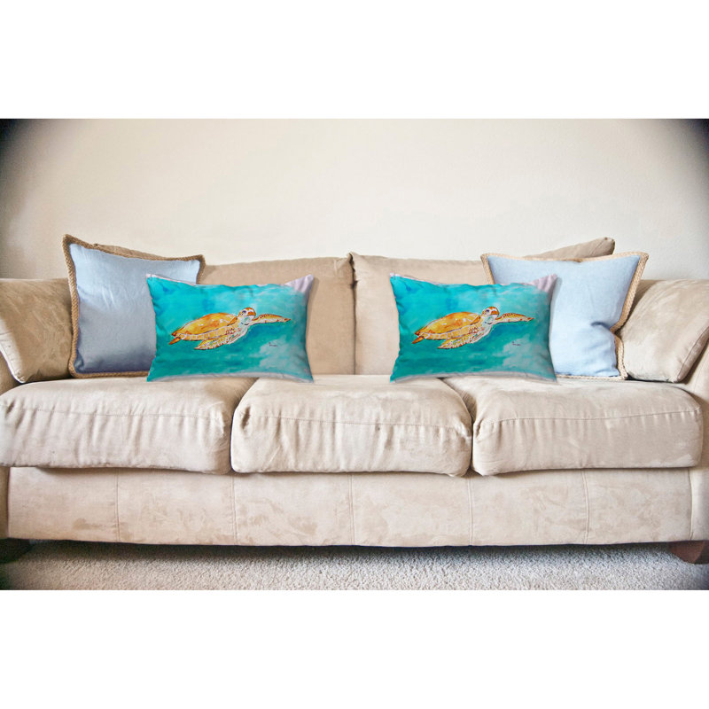 Sea Turtle Outdoor Reversible Throw Pillow