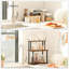 Organisateur de comptoir de cuisine, tablette d'angle mobile, organisateur de rangement de bureau pour comptoir, bureau, salon, brun rustique et noir