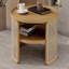 Table basse ronde à 2 niveaux en bois naturel avec base en rotin de rangement