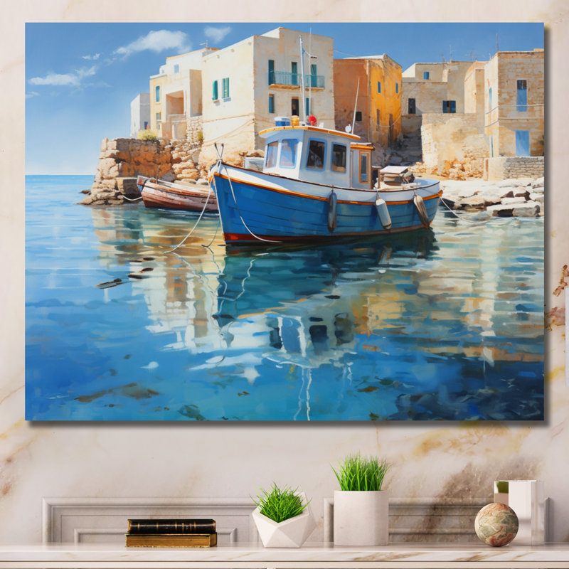 Grèce, Grèce, île grecque, odyssée II, sur toile, H 16 po x l 32 po x P 1 po, Toile tendue