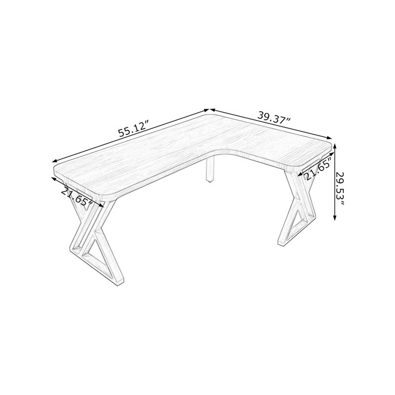 Bureau d'angle moderne en forme de L, H 29,53 po x l 55,12 po x P 39,37 po, Oui