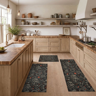 Skull Pattern Non-Slip Washable Kitchen Mats
