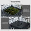Banc de jardin avec design pliable, sac et housse de table de travail en métal, 5 crochets et tablette, ergonomique pour une plantation pratique, bureau noir, grande activité de jardinage sans effort sur le sol,