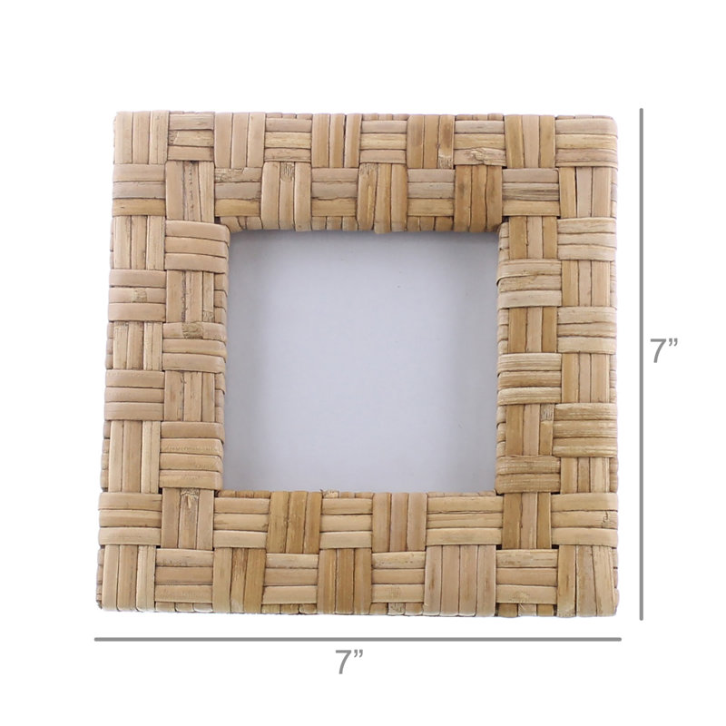 Alodee Natural Wicker / Rattan Picture Frame with Mat, 4" x 4"