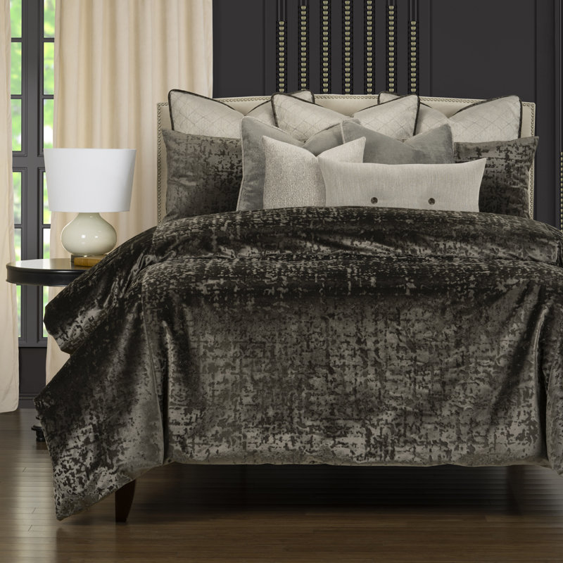 High Society Velvet Duvet Set, Twin Duvet Cover + 1 Standard Sham, Ivory
